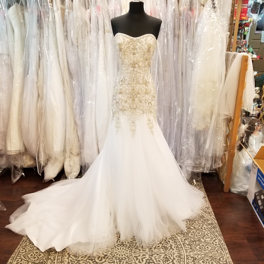 Designer Silver Embroidered Wedding Dress